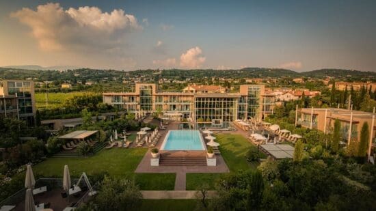 7 nights at the Aqualux Hotel Spa Suite & Terme, breakfast, 3 green fees